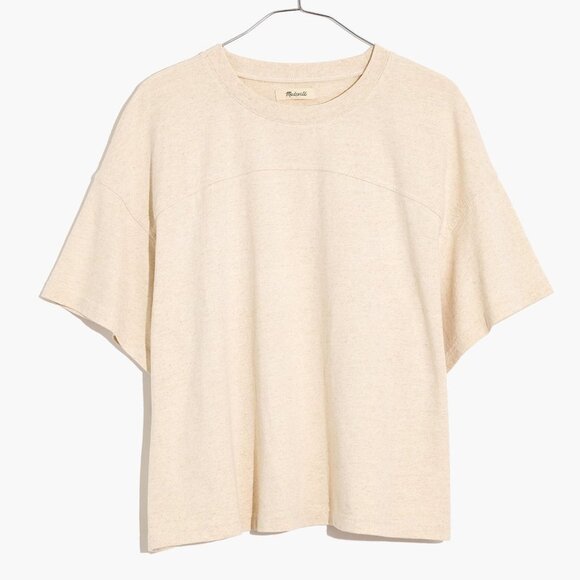 Madewell (Re)sourced BioFibre Seamed Tee in Undyed Beige, Size XS - Picture 1 of 6